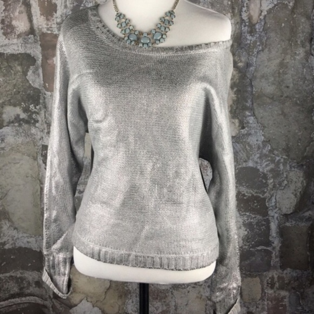 Metallic/ silver BCBG sweater
